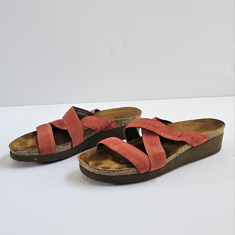 Naot Sandals Naomi Slide Wedge Red Orange  Strappy Slip On Women 9 EU 39 - Picture 8 of 9